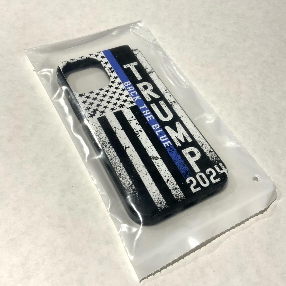iPhone 12/12 Pro 6.1’’ Trump 2024 back the blue American flag blue line Case